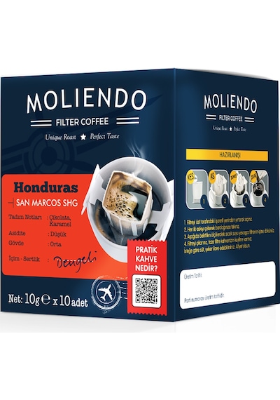 Moliendo Honduras San Marcos Shg Pratik Filtre Kahve 10 x 10 G