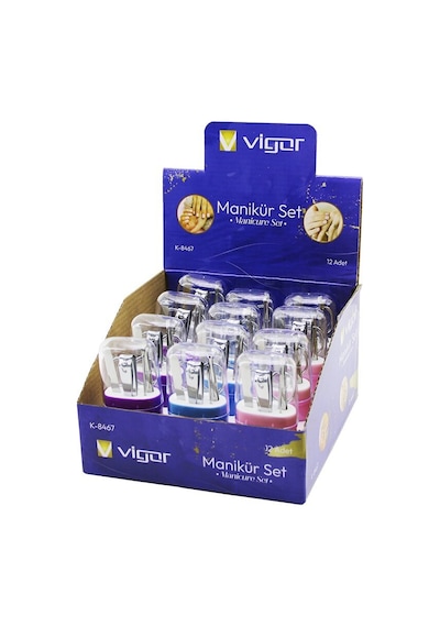 Vigor K-8467 Kişisel Bakım Manikür Ve Pedikür Seti 6 Adet Plastik Mika Kutu - 12'li Paket
