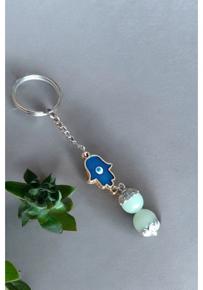 Fosfor Taşı Anahtarlık Nazarlık 2 Takım Gerçek Fosfor Taşı Anahtarlık Fatima Hamsa El Takısı