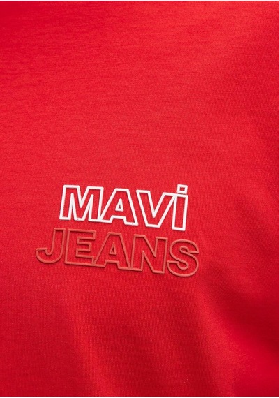 Mavi Erkek Mavi Baskılı Tişört Çin Kırmızısı 066841-33099 Kirmizi