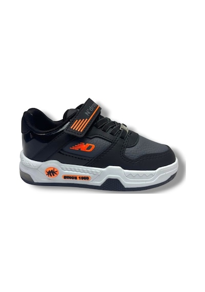 Ndrops 012-26 Deri Cırt Bantlı Çocuk Sneaker Siyah Oranj 26-30 Siyah