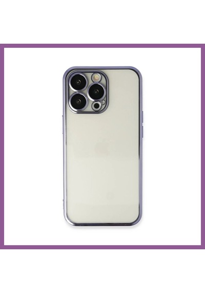 Bezos İphone 14 Pro Max Uyumlu Kılıf Lensli Silikon - Mor Rengaren