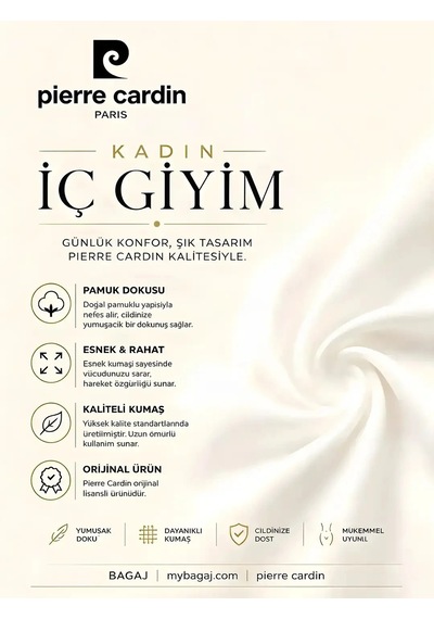 Pierre Cardin Kadın Dantel Detaylı Nightwear Atlet & Slip Takımı Ekru