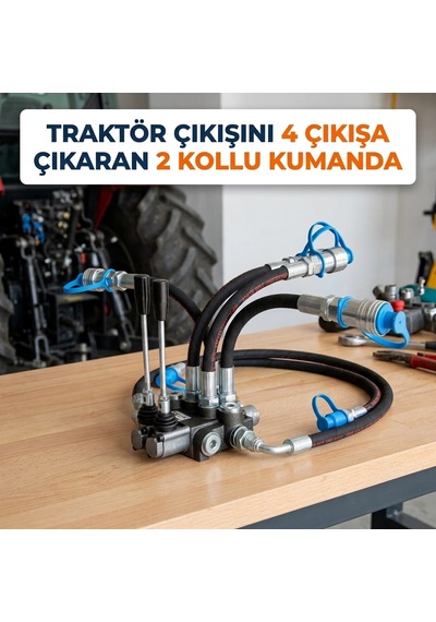 Oğuzyiğit 2 Kollu 4 Çıkışlı Traktör Hidrolik Kumanda Kolu / Valfi