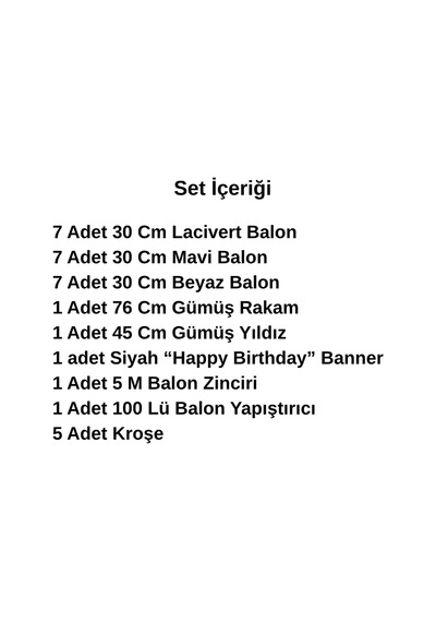 0 Yaş Deniz Temalı Lacivert Mavi Beyaz Balonlar Gümüş Rakam Yıldız Süsleme Beyaz - Lacivert