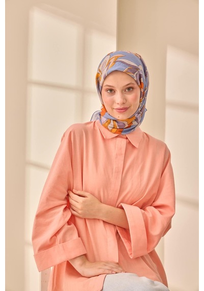Silk Home Olinda İpek Eşarp 47003-24 Mavi Lila, Turuncu, Vizon, Mor