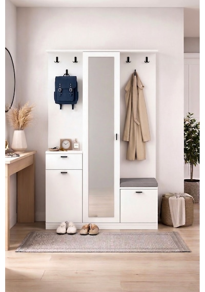 Harmony Partmanto Vestiyer Ayakkabılık 106x190x39 Cm Beyaz - Modern Tasarım