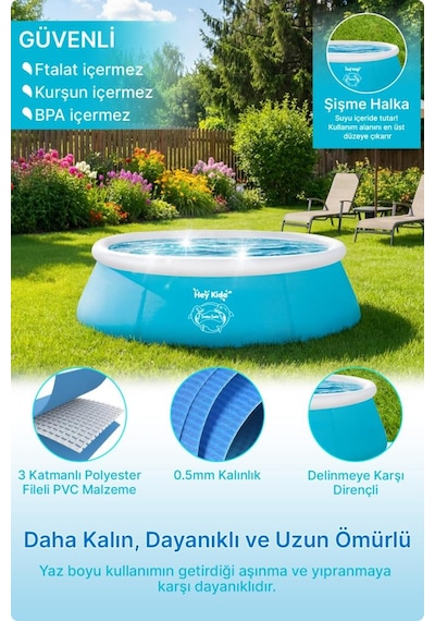 Heykida Swim Safe Hızlı Kurulum Havuzu 183x51cm Mavi