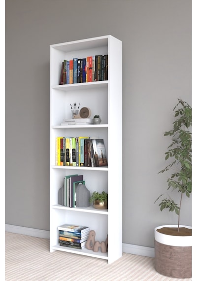 Classy 105nisa 5 Raflı Arkalıklı Kitaplık Çok Amaçlı Dolap Beyaz