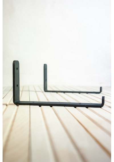Dekoratif Metal Siyah Raf Ayağı (4'lü Set) - (4 Adet Metal Raf Ayağı + 8 Adet Vida + 8 Adet Dübel)