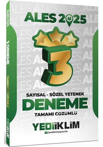 Yediiklim Yayınları 2025 Ales Sayısal Sözel Yetenek Tamamı Çözümlü 3 Yıldız Deneme