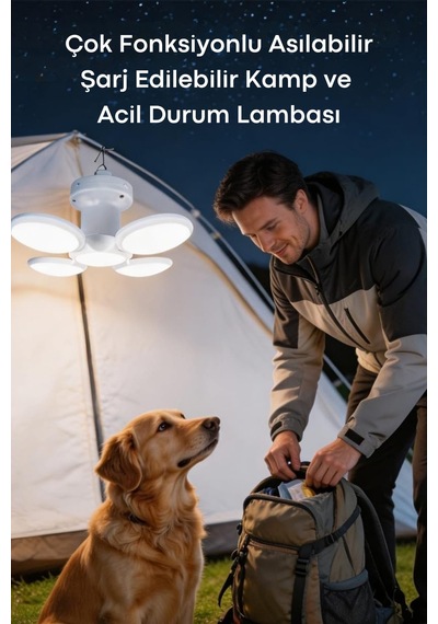 Technosmart 5 Kanatlı Katlanır Solar Ve Usb Şarjlı Asılabilir Kamp Ve Acil Durum Lambası Ip65