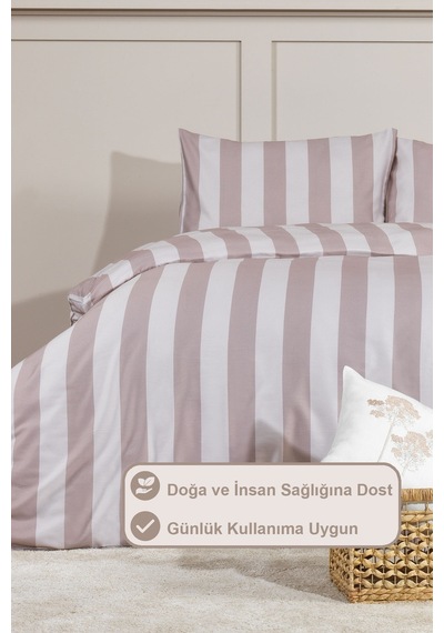 Elart Brad Nevresim Seti Çift Kişilik Digital Baskılı %100 Pamuk Saten 3 Parça 200x220 Cm Bej Bej