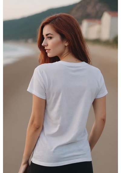 Squitee Talk Less Do More Baskılı Beyaz V Yaka Tişört - Beden: S