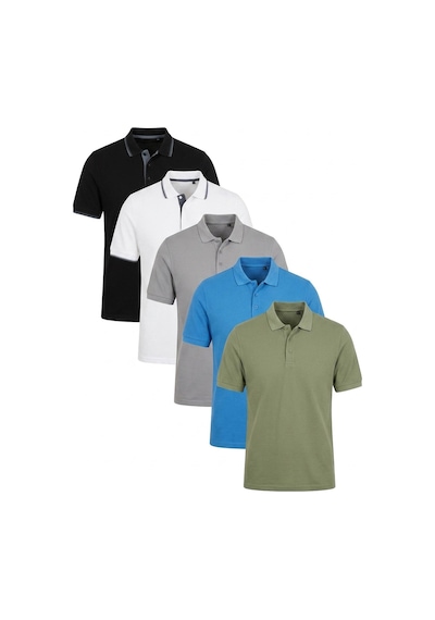 Buratti Pamuklu Regular Fit Düğmeli Polo Yaka 5'Li Paket Erkek T Shirt 590211827S5 Elma Yeşili-Koyu Mavi-Kül-Beyaz-Siyah