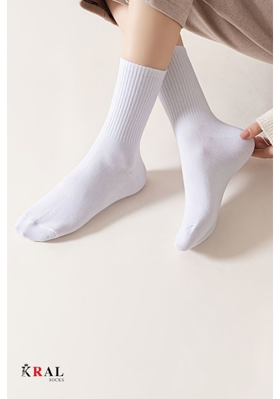 Kral Socks Unisex Beyaz 12 Çift Pamuklu Tenis Spor Uzun Soket Boy Çorap Beyaz