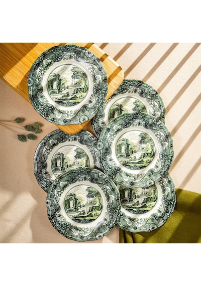 Fecra Vintage Emerald 6 Parça Pasta Tabağı Seti Yeşil