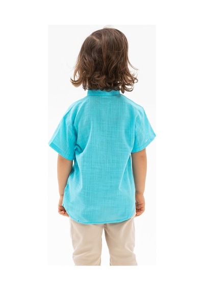 Eliş Şile Bezi Kısa Kol Şile Bezi Bodrum Erkek Çocuk Tshirt Açık Turkuaz 3075