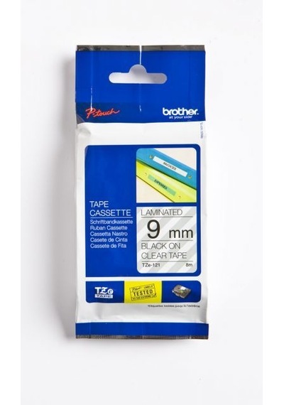 Brother P-Touch Tze-121 Tze-Tape 9 Mm  Şeffaf Üzerine Siyah Laminas