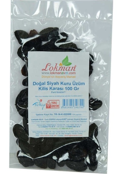 Kilis Karası Siyah Kuru Üzüm 100 Gr Paket 100 G