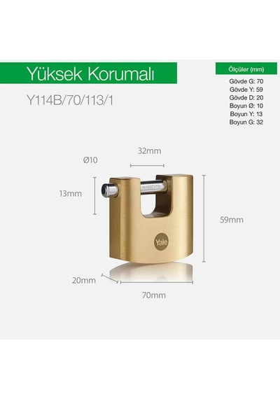 70mm Pirinç Gövdeli Oval Kayar Pimli Asma Kilit