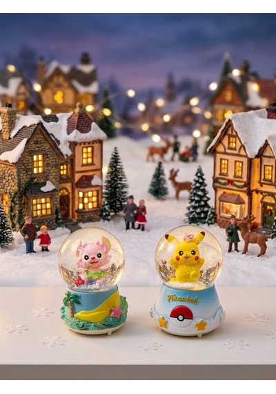 Müzikli Işıklı Püskürtmeli-12cm-8cm Pembe Ve Sarı Renk, Işıklı 9 Cm X 6 Cm Mavi Renk 3 Lü Kar Küresi ,