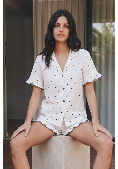 Norcia Sports Kadın Esnek Şortlu Bol Beyaz Pijama Takımı Çok Renkli - 929322481 Çok Renkli - 929322481 Çok Renkli