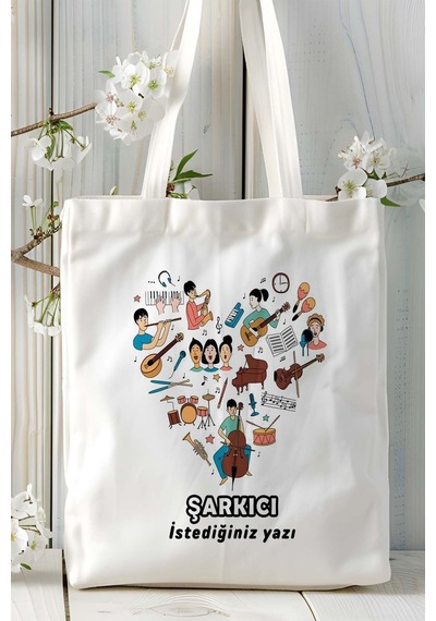 Art Hediye Şarkıcı Baskılı Bez Omuz Çantası Kişiye Özel Model 8 Çok Renkli