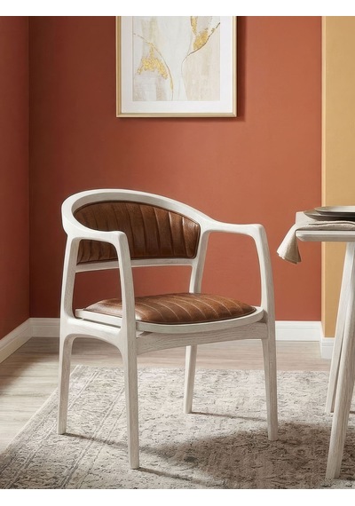 Kensington Kolçaklı İskandinav Ahşap Sandalye Beyaz