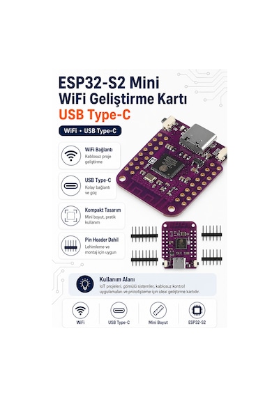 Esp32-s2 Mini Wifi Geliştirme Kartı - Usb Type-c