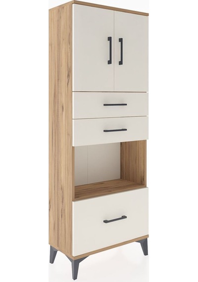 Arges Dolap 3 Raflı 3 Çekmeceli 2 Kapaklı 60x30x163 Çam-aytaşı Atlas Çam