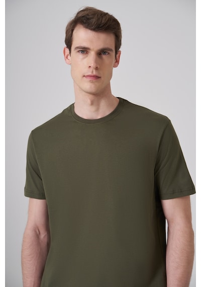 Morven Erkek Haki Basic Bisiklet Yaka Dynamic Fit Pamuk T-shirt 26yc018008710 Haki