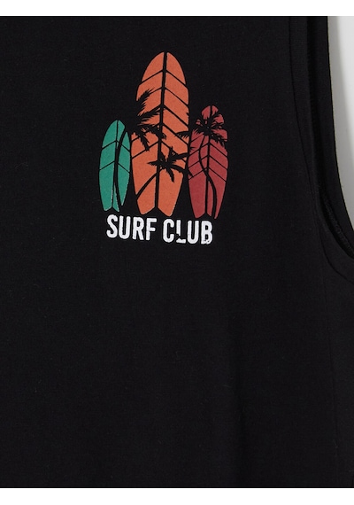 Lcw Swımwear Siyah Baskılı Erkek Kolsuz Tişört