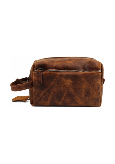 Alphaclub Bag Erkek Hakiki Deri Koyu Taba Fermuarlı El Ve Clutch Çanta Model 897
