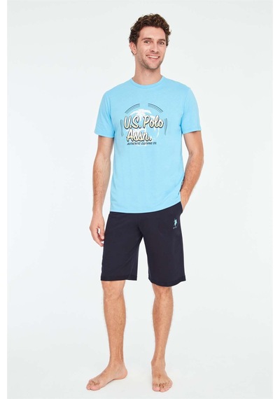 U.S. Polo Assn. - Erkek Mavi T-Shirt Şort Takımı-5105 Mavi