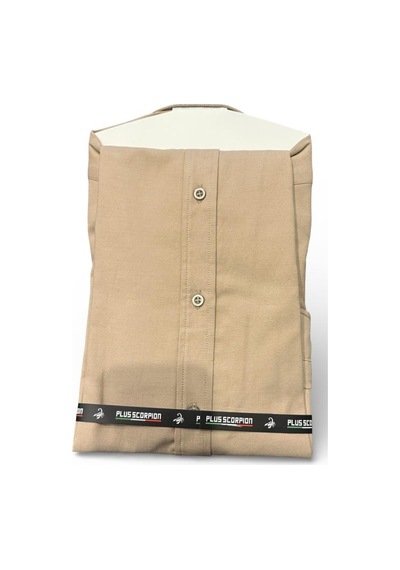Plus Scorpion Erkek Beyaz Klasik Gömlek Slim Fit, Düz Model, Şık Ofis & Günlük Kombin Bej