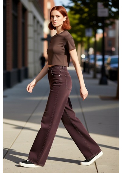 Ersefa Kadın Wide Leg Denim Pantolon Yüksek Bel Fonksiyonel Dayanıklı Ka Bordo Ersefa Kadın Wide Leg Denim Pantolon Yüksek Bel Fonksiyonel Dayanıklı Ka Bordo