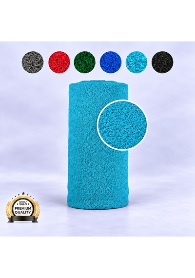 Hortumtech Kıvırcık Paspas Kir Tutucu Pvc Kapı Önü İç Dış Mekan Eko 12 Mm - Turkuaz 100 X 550 Cm