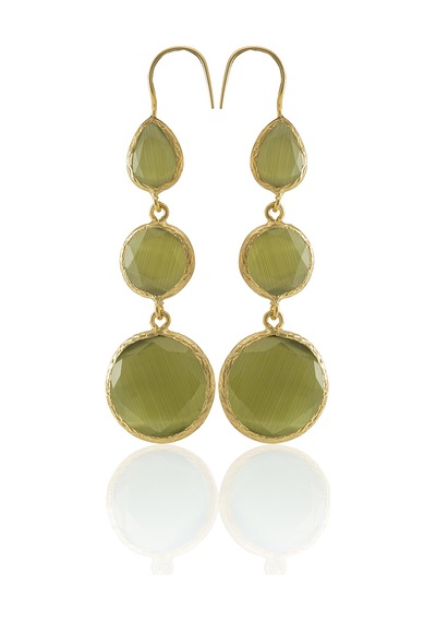 Kadir Jewellery 22 Ayar Altın Kaplama Kadın Sallantılı Küpe -el İşçiliği Ve Hipoalerjenik Küpe Altın - Zeytin Yeşili 60801121