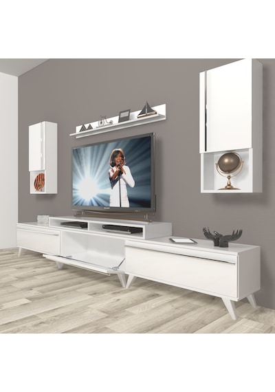 Decoraktiv Ekoflex 270ta Mdf Retro Tv Ünitesi Tv Sehpası Beyaz