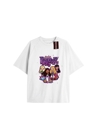Tarzsokak Y2k Bratz Oversize Kod Bratz42 Beyaz