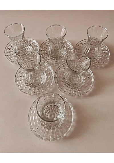 Alin Adela 6'lı Cam Çay Tabağı Çay Tabak Altlığı Royaleks-ryg8030 Renkli