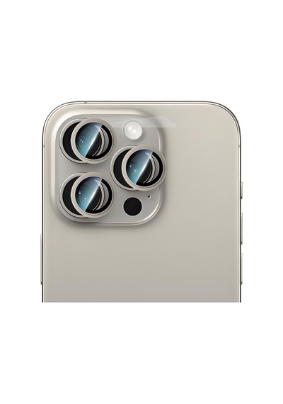 Apple Uyumlu   iPhone 16 Pro Caseworld Alloy Serisi Oleofobik Anti Reflective Kamera Lens Koruyucu Gri