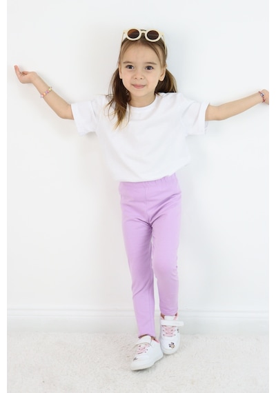 Miababy Basic Kız Çocuk Tayt %100 Pamuk 6 Ay 5 Yaş Mor