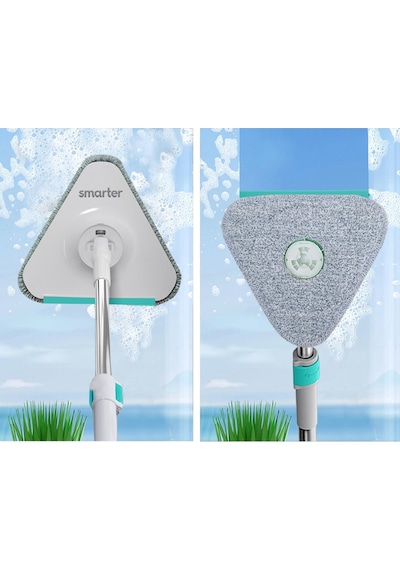 Smarter Aqua Master Üçgen Aparat + Mop Camlar ve Zorlu Köşeler için Temizlik Paspas