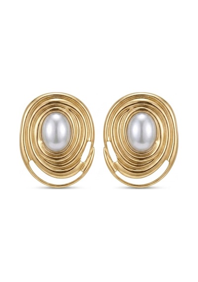 Altın Ve Gümüş Kaplama Oval Tasarım Modern Küpe Altın - 875009282 Altın