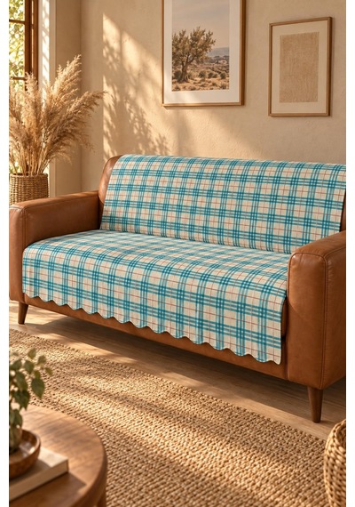 Çok Amaçlı Kadife Koltuk Örtüsü Kaymaz Süngerli 165x215 Cm Modern Bohem Çekyat Şalı Piknik Masa Örtüsü Alk4 Mavi