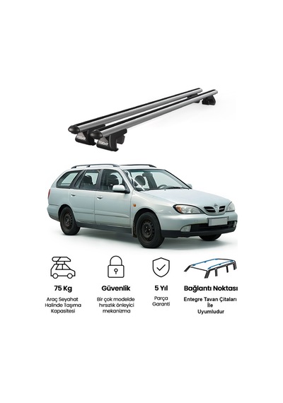 Venüs Nissan Primera W11 1997-2002 Uyumlu Gri Ara Atkı Port Bagaj Tavan Barı