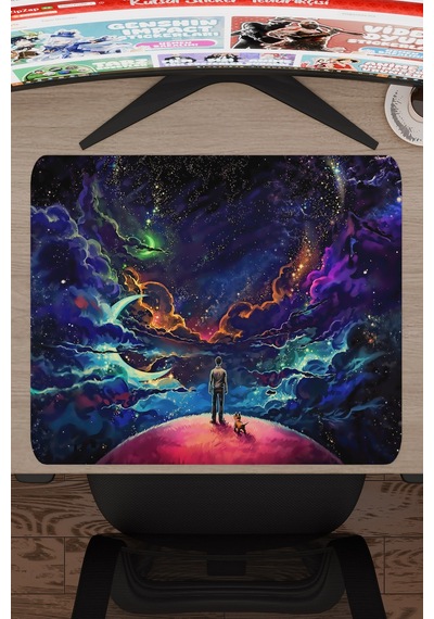 Dijital Evrende Köpek Ve Adam V4 48x40 Xl Gaming Kauçuk Kaymaz Taban Mouse Pad Fare Altlığı