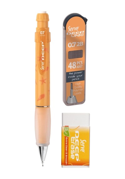 Doğa Desenli Deep Kalem, Deep Silgi Ve Deep Min, 0.7 Mm, Hardal Sarısı -